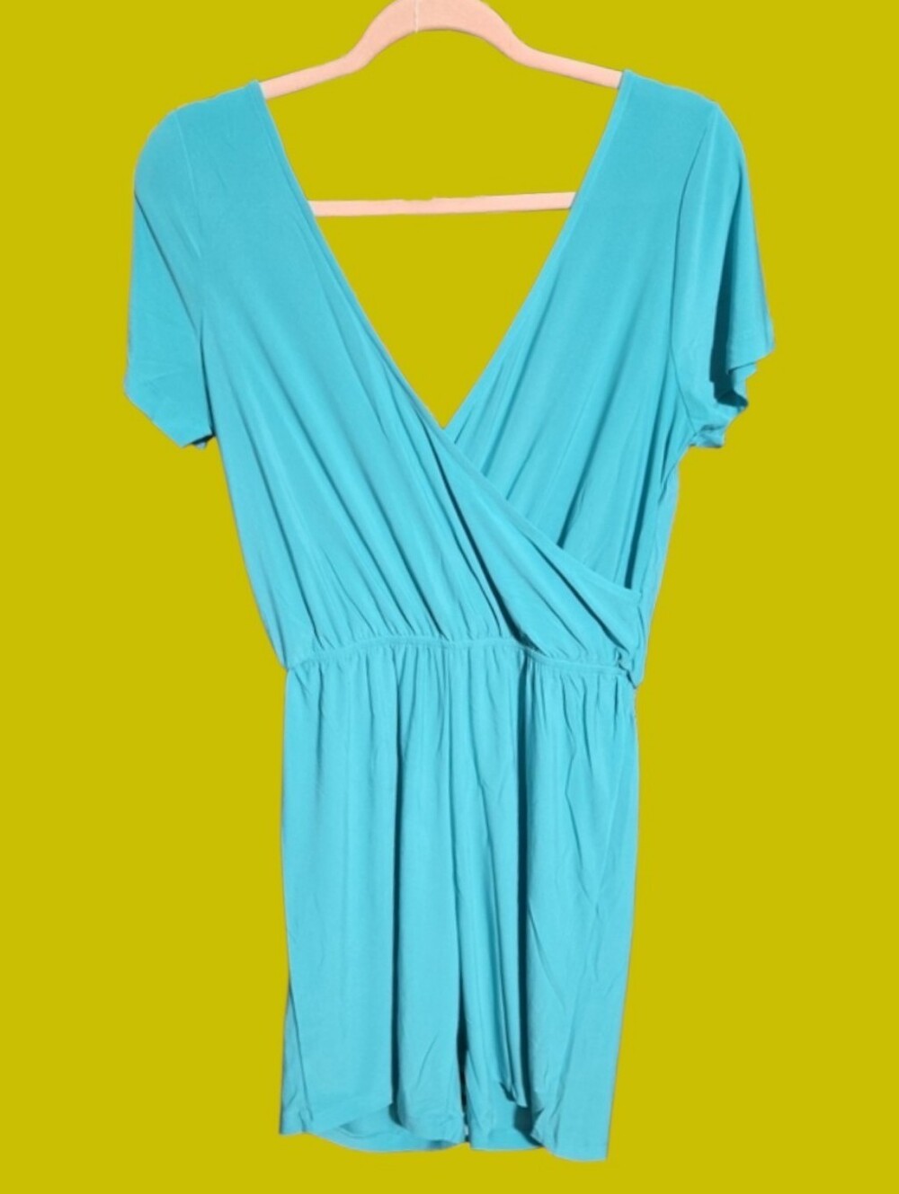 Women’s V-Neck Surplice Turquoise Dress